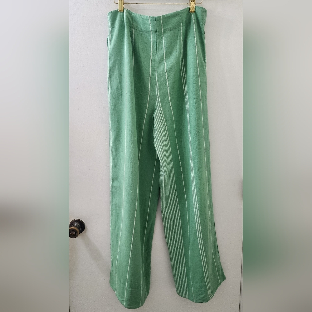 Free People Green Striped Women’s Pants, Size Medium. - Picture 4 of 8